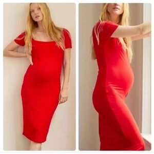 🔥SALE🔥Hatch The Body Cap Sleeve Maternity Dress in Rouge - Size Small